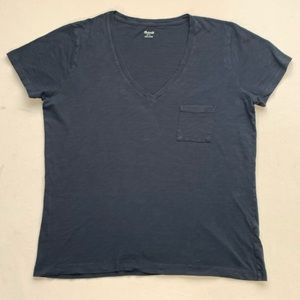 Madewell loose fit deep v neck T-shirt, cotton slub fabric, used excellent cond